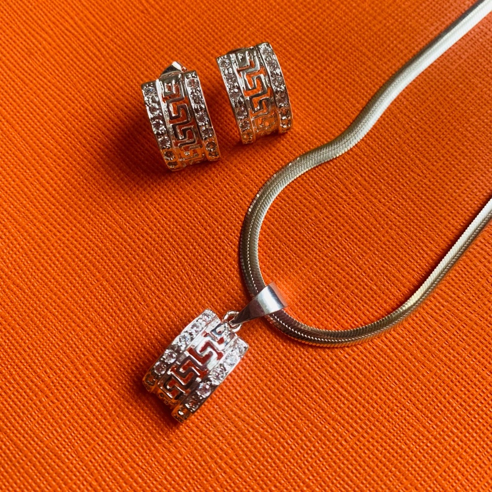 Silver Necklace and Earring Set